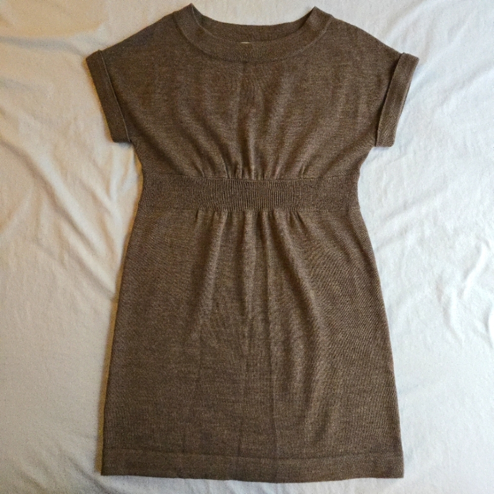 Ann Taylor Loft Brown Wool Blend Sweater Dress - flawed